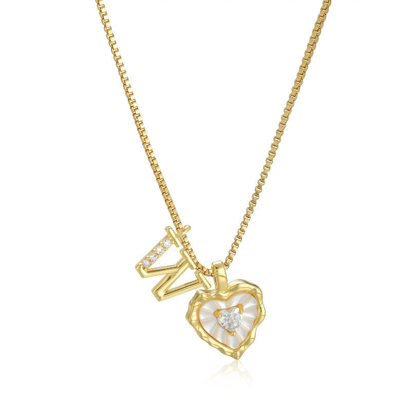 26‑Letter Heart Mother‑of‑Pearl Charm