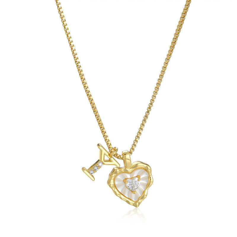 26‑Letter Heart Mother‑of‑Pearl Charm