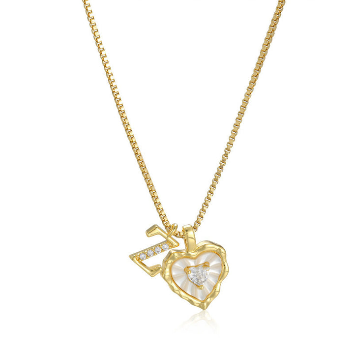 26‑Letter Heart Mother‑of‑Pearl Charm