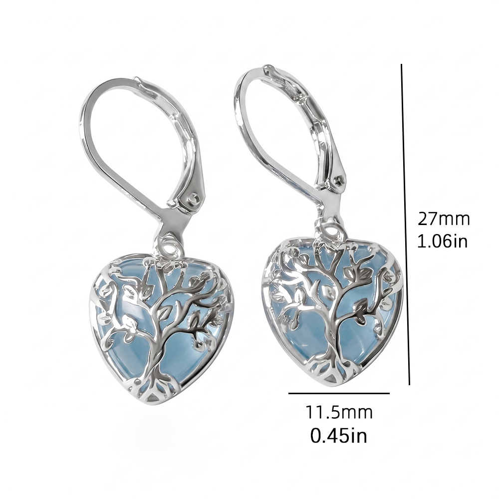 Tree of Life Heart Leverback Earrings