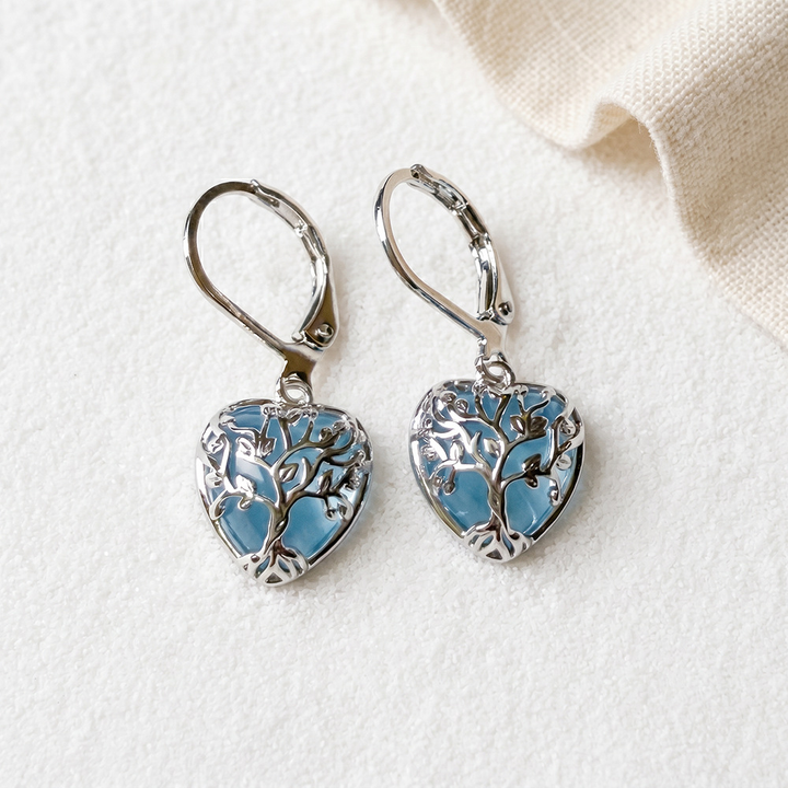 Tree of Life Heart Leverback Earrings