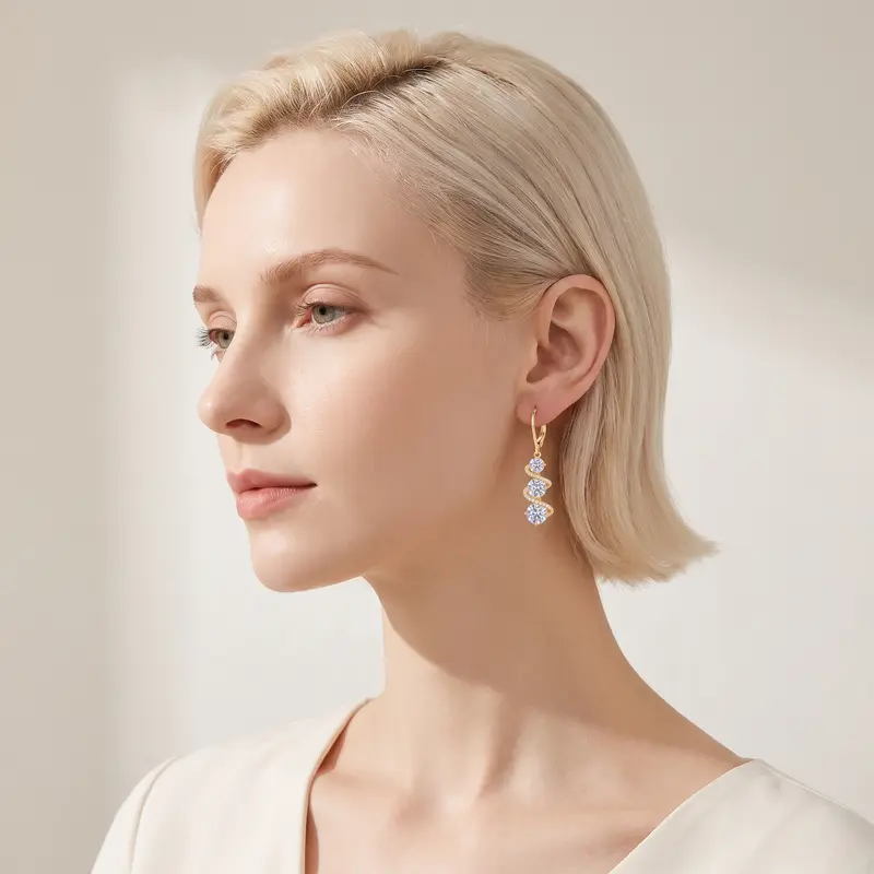Round Zirconia Drop Earrings