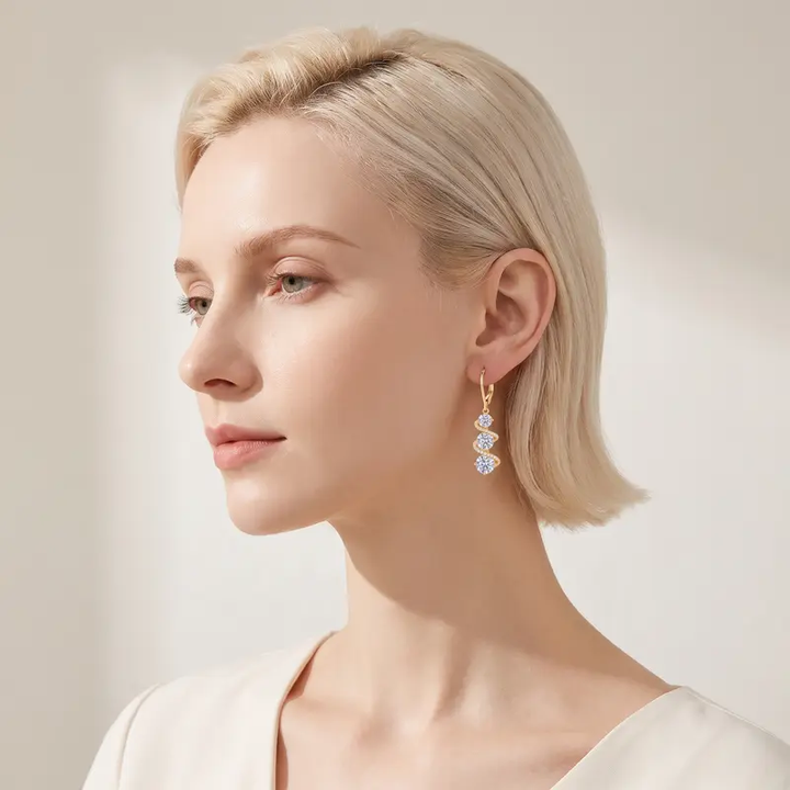 Round Zirconia Drop Earrings