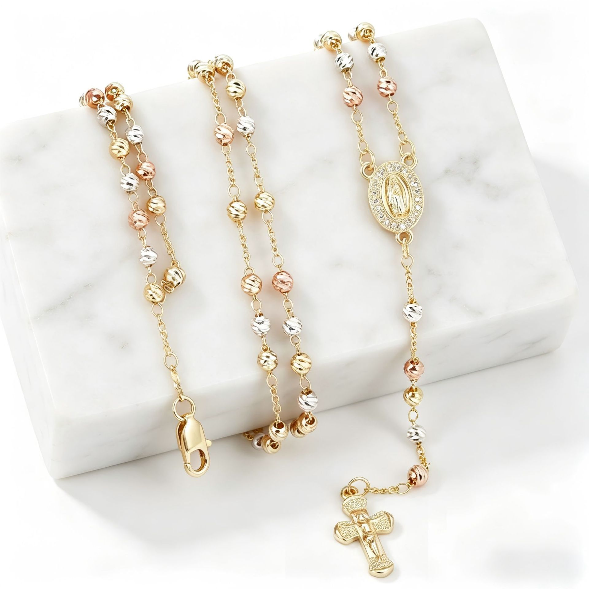 Virgin Mary Medal Beaded Y‑Shape Necklace