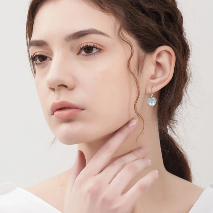 Tree of Life Heart Leverback Earrings