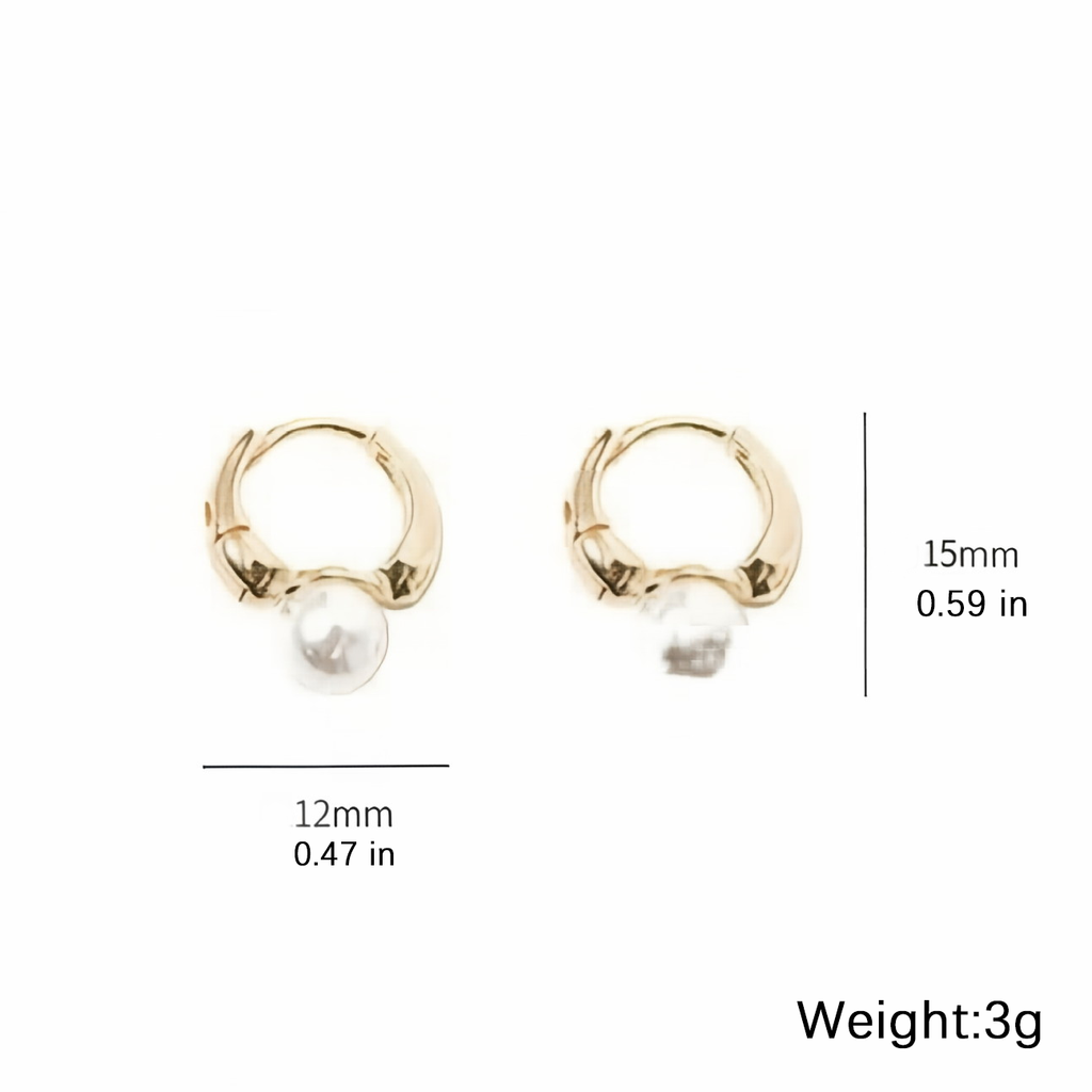 Dainty Pearl Drop Huggie Hoop Earrings