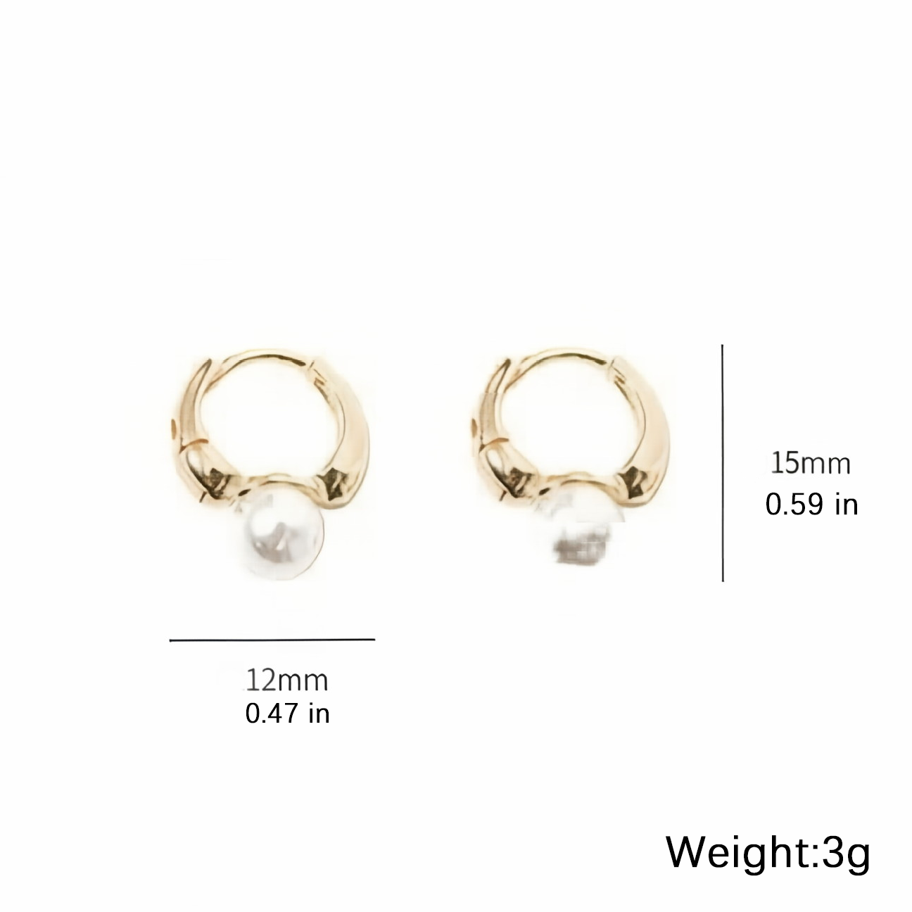 Dainty Pearl Drop Huggie Hoop Earrings