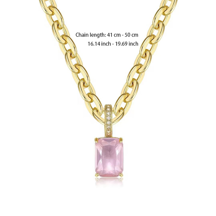 Rectangular zircon chunky chain necklace