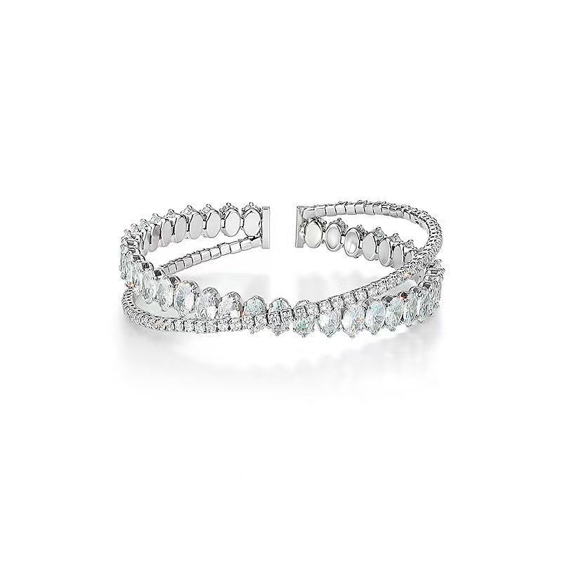 Multi Row Zircon Open Bangle