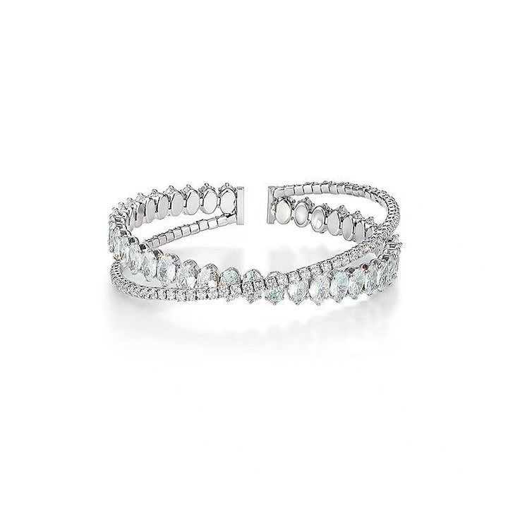 Multi Row Zircon Open Bangle