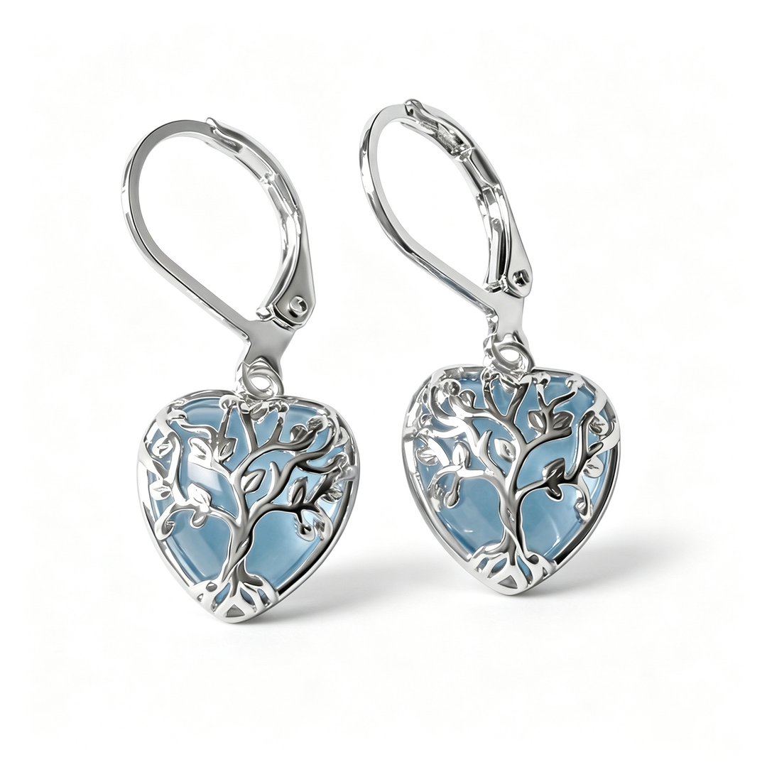 Tree of Life Heart Leverback Earrings